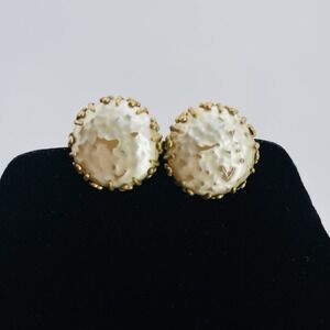 Vintage Miriam Haskell Large Faux Baroque Pearl Clip-on Earrings Signed